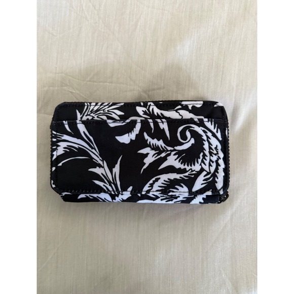 Vera Bradley Iconic RFID Wristlet Wallet Black White Floral Smartphone Zip Case - Picture 2 of 7